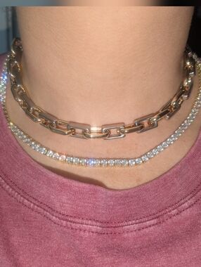 Two-Tone Gold & Silver Link Choker Necklace - Women's  Macy's On 34th
